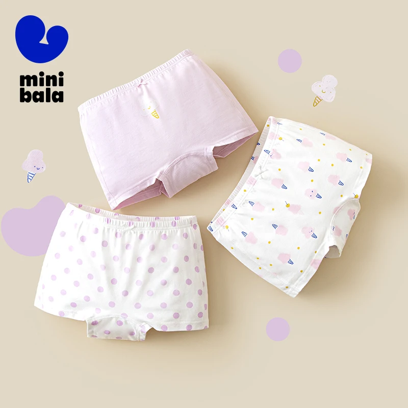 

Mini Bala New Girls' Anti-Bacterial Pure Cotton Underpants No Wedgies Boxer Shorts 2024