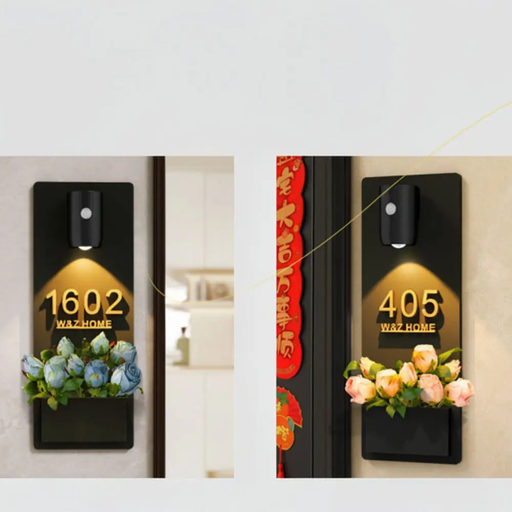 Creative Home Door Sign Induction Lamp Aesthetic Wall Plaque Decorative Entrance Plate Hanging Ornament For Modern House