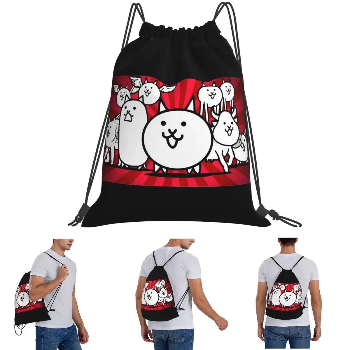 

Nyanko, боевые кошки, рюкзаки, модные портативные сумки на шнурке, сумка для хранения, сумки для книг для путешествий, студентов