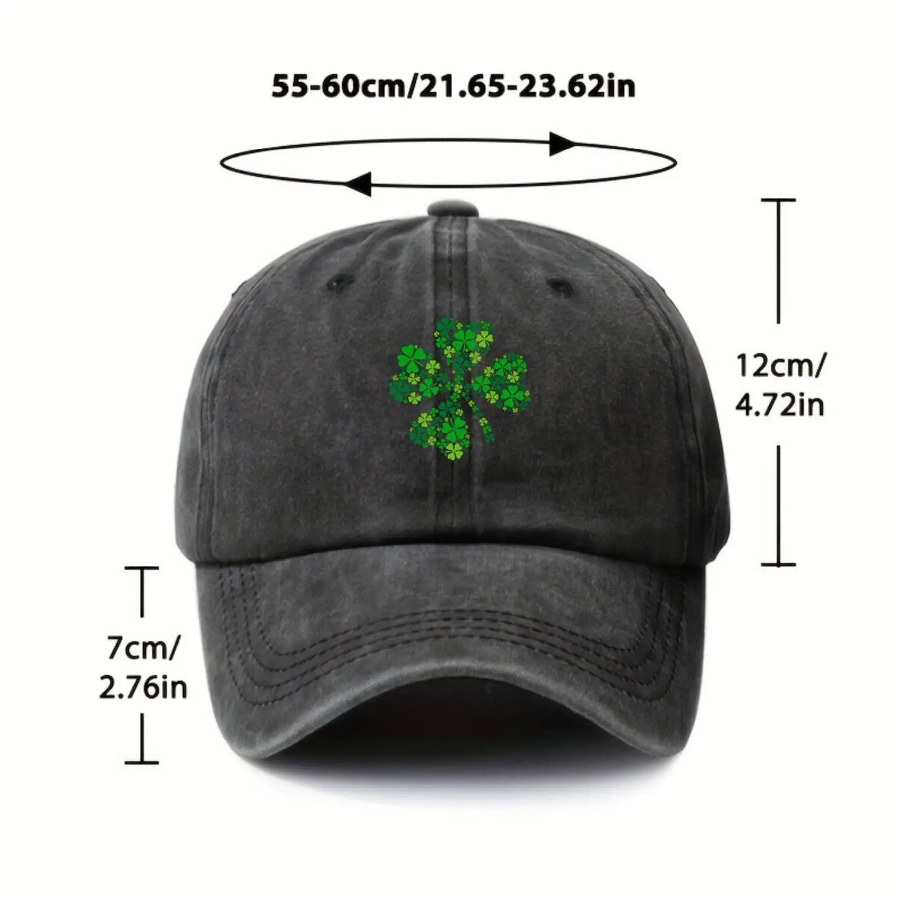 Lucky-Clover-Cluster-Shamrock-Baseball-Cap-Washed-Cotton-Sunshade-Unisex-Casual-Outdoor-Cap