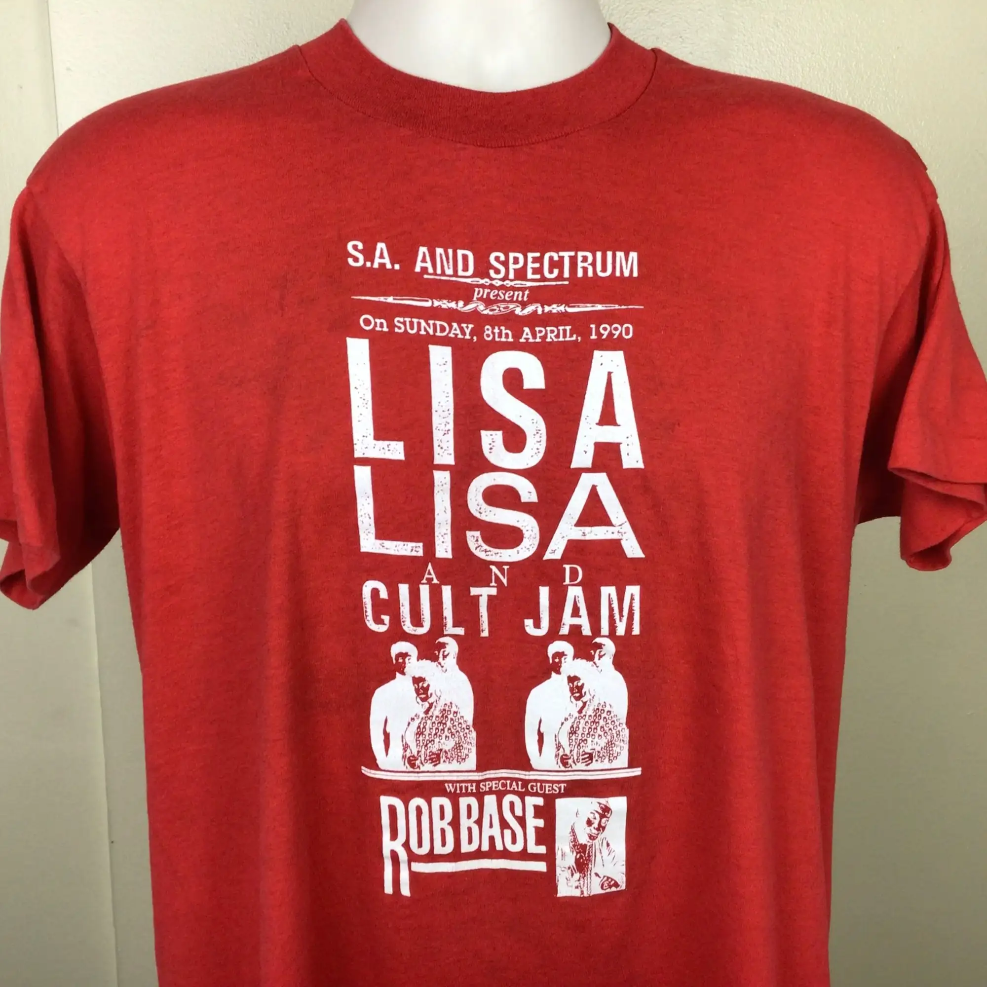 Vtg 1990 Lisa Lisa And Cult Jam Rob Base Concert TShirt Red L/XL 90s Rap Hip Hop R&B