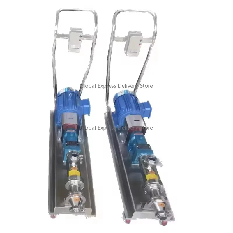 Sanitary Stainless Steel SS304 SS316L High Viscosity Screw Mono Pump with Trolley for Fluid Handling