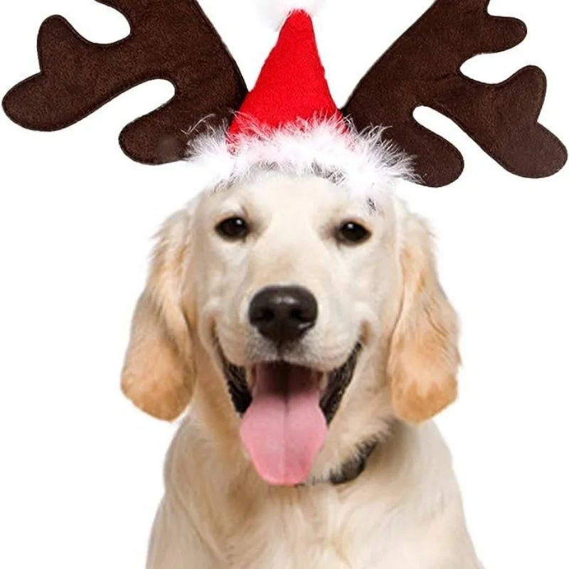 Christmas Pet Dogs Headband Deer Santa Hoop Hat Puppy Festival Reindeer Antlers Party Dress Costume Headwear Dog Accessories