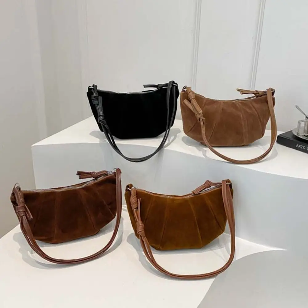 

Creative Crossbody Bag Croissant Shoulder Bag Brown Small Pack Matte PU Dumplings Bag Korean Style Solid Color Children