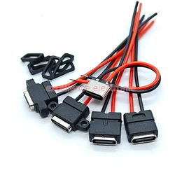 1-10Pcs Type C 2 Pin Waterproof Female USB C Socket Port With Screw Hole Fast Charge Charging Interface USB Connector with cable
