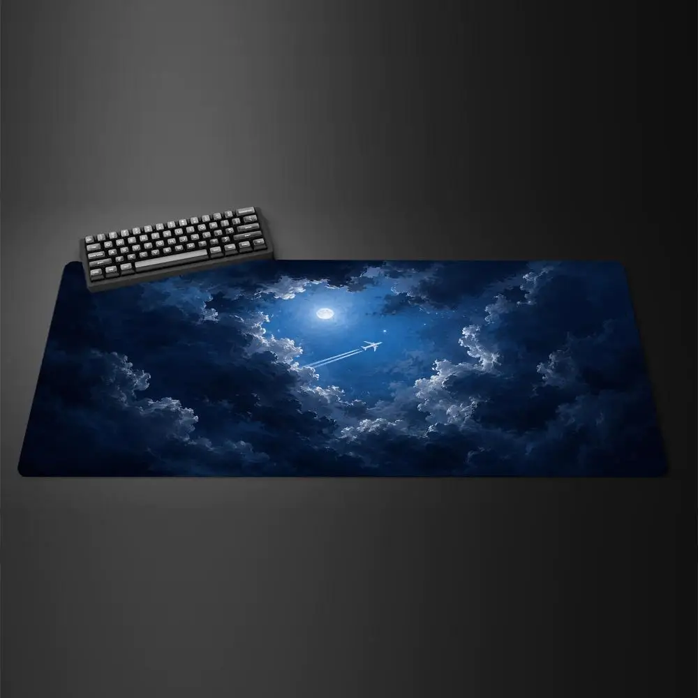 Anime Sunset Sky Large Mouse Pad Airplane Flying Through Colorful Clouds Scenery Art Desk Mat for Home Office Gaming Decor
