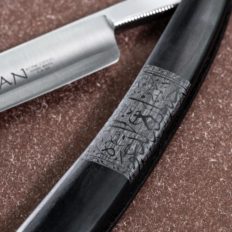 Titan shaving tools wooden handle ,steel blade straight shaving razor for men