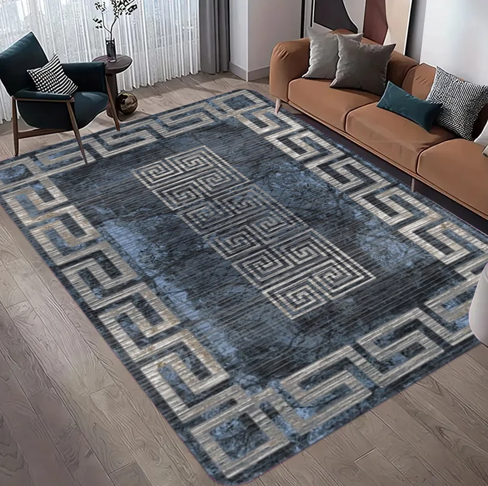 Leicht Luxuriöse Teppiche für Schlafzimmer Rutschfester Bettvorleger Großflächiger Wohnzimmer-Dekoration Weicher Teppich Waschbarer Garderobenmatte Blau