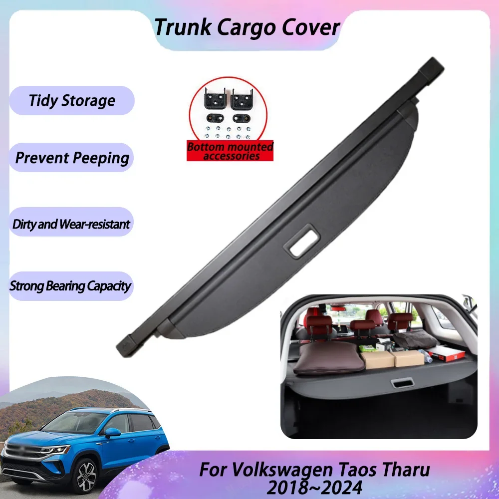 

Rear Trunk Cargo Cover For VW Volkswagen Taos Tharu 2018 2019 2020 2021 2022 2023 2024 Shield Shades Partition Board Accessories