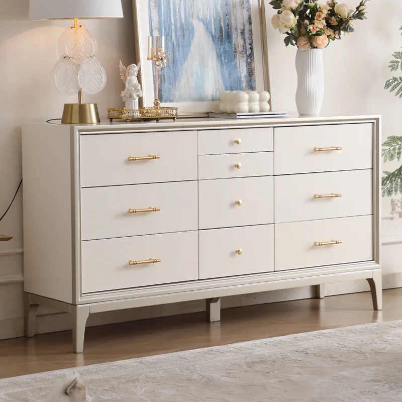 YJQ French high-end chest cabinet American light luxury storage living room home decoration cabinet simple