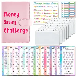 A6 PU Leather Notebook Binder DIY Planner Organizer 8 Zipper Pockets 12Pcs Budget Sheet 2Pcs French Alphabet Stickers