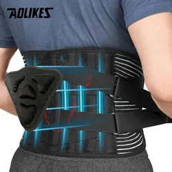 AOLIKES Lower Back Brace with 6 Stays Anti-skid Orthopedic Lumbar Support Breathable Waist Support Belt for Gym Pain Relief