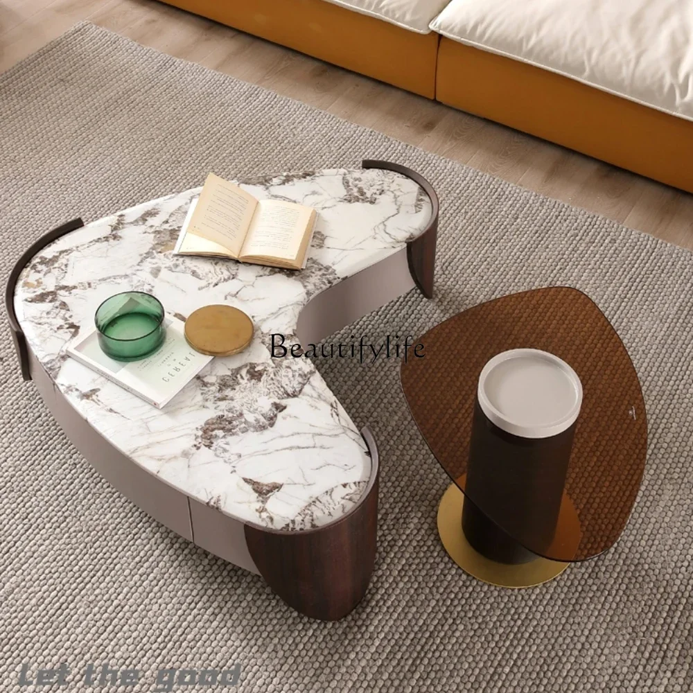 

Marble coffee table special-shaped combination simple creative home