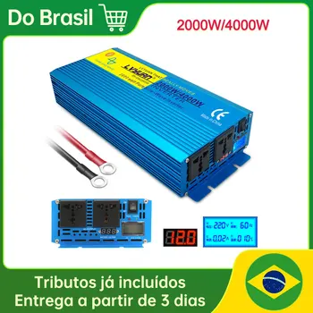 Inversor de onda senoidal pura, conversor de tensão, soquete universal, 2KW, 4KW, 5KW, DC 12V, 24V para AC 127V, 220V, 60Hz, 2000W, 4000W, 5000W