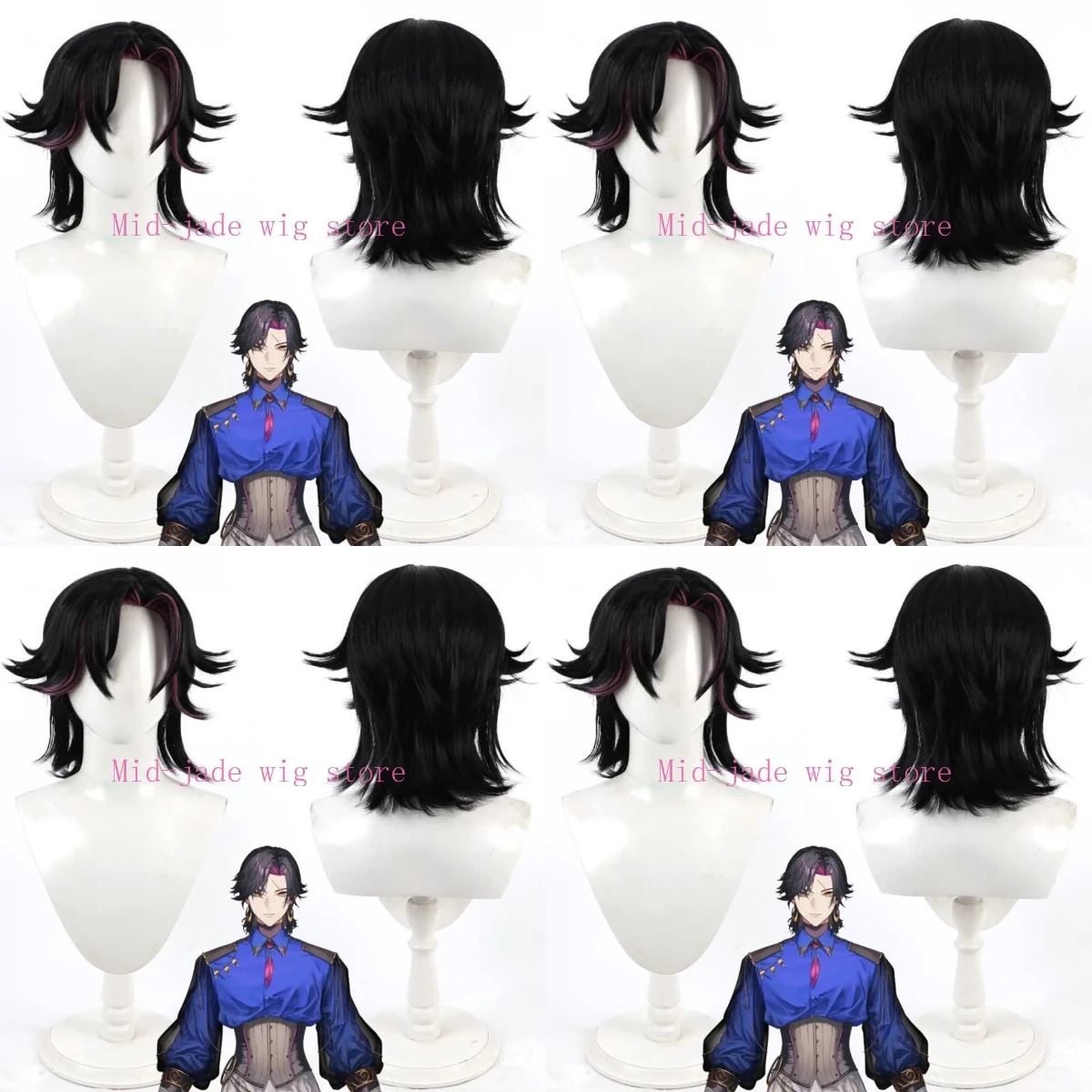 Character Vezalius Bandage Cosplay Wig Black Styled Synthetic Hair Generation Convention Costume Performance