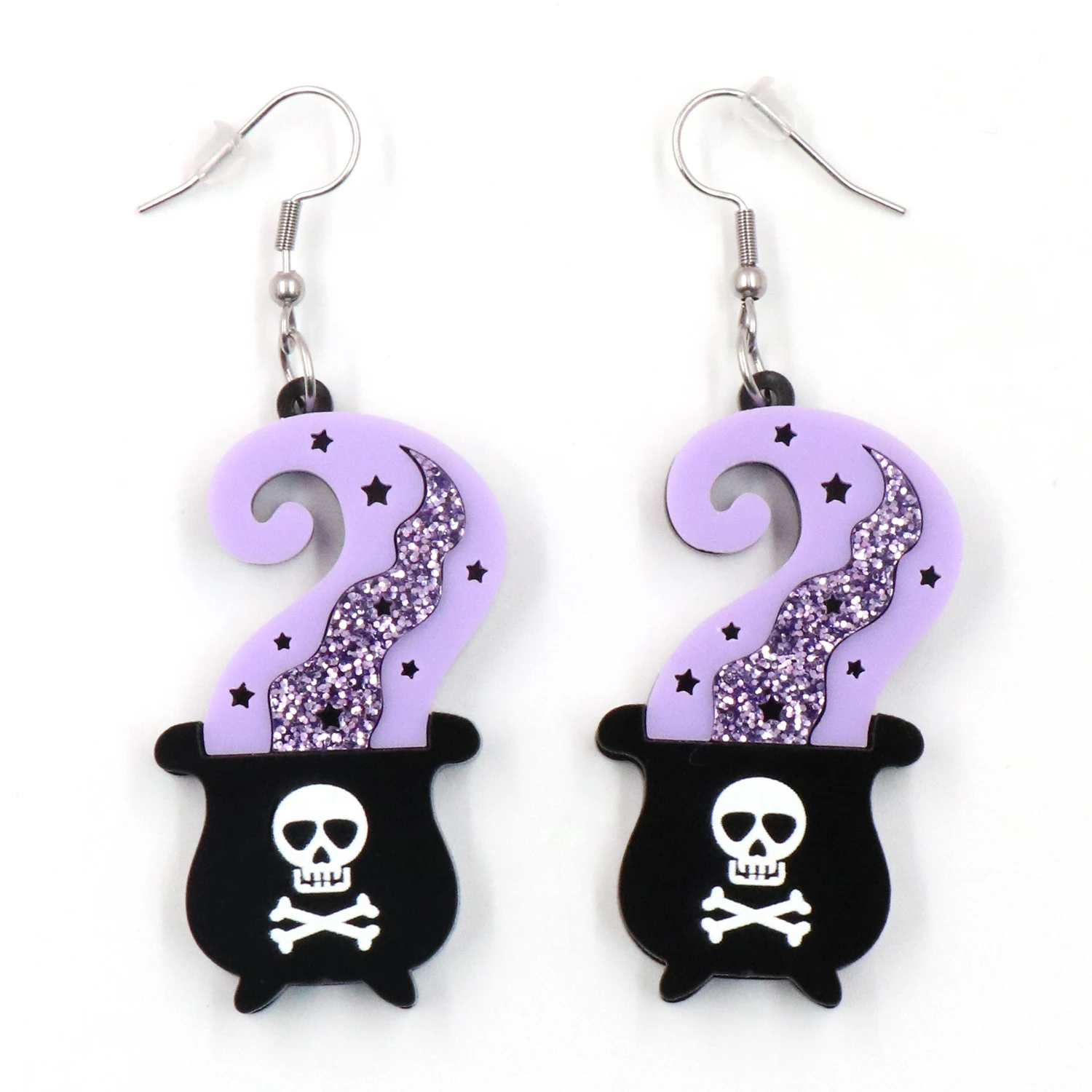 1pair New product CN Drop Witch Cauldro skull TRENDY halloween Acrylic earrings Jewelry for women