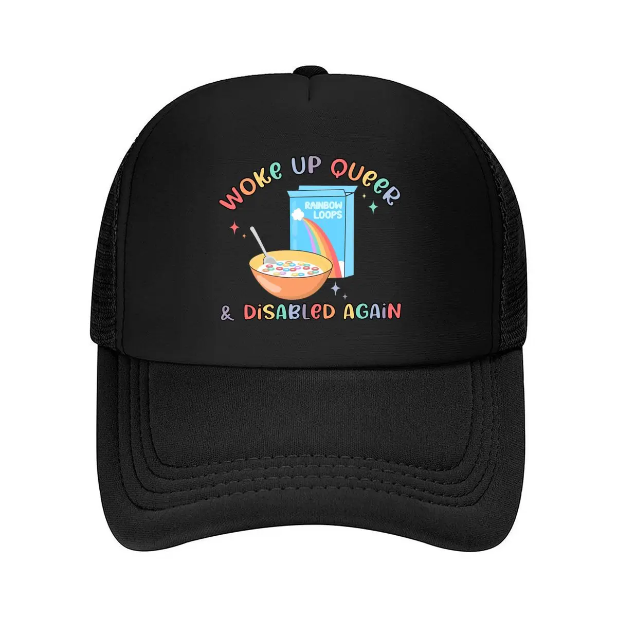 Woke Up Queer Rainbow Loops Disabled Mesh Baseball Cap Hip Hop