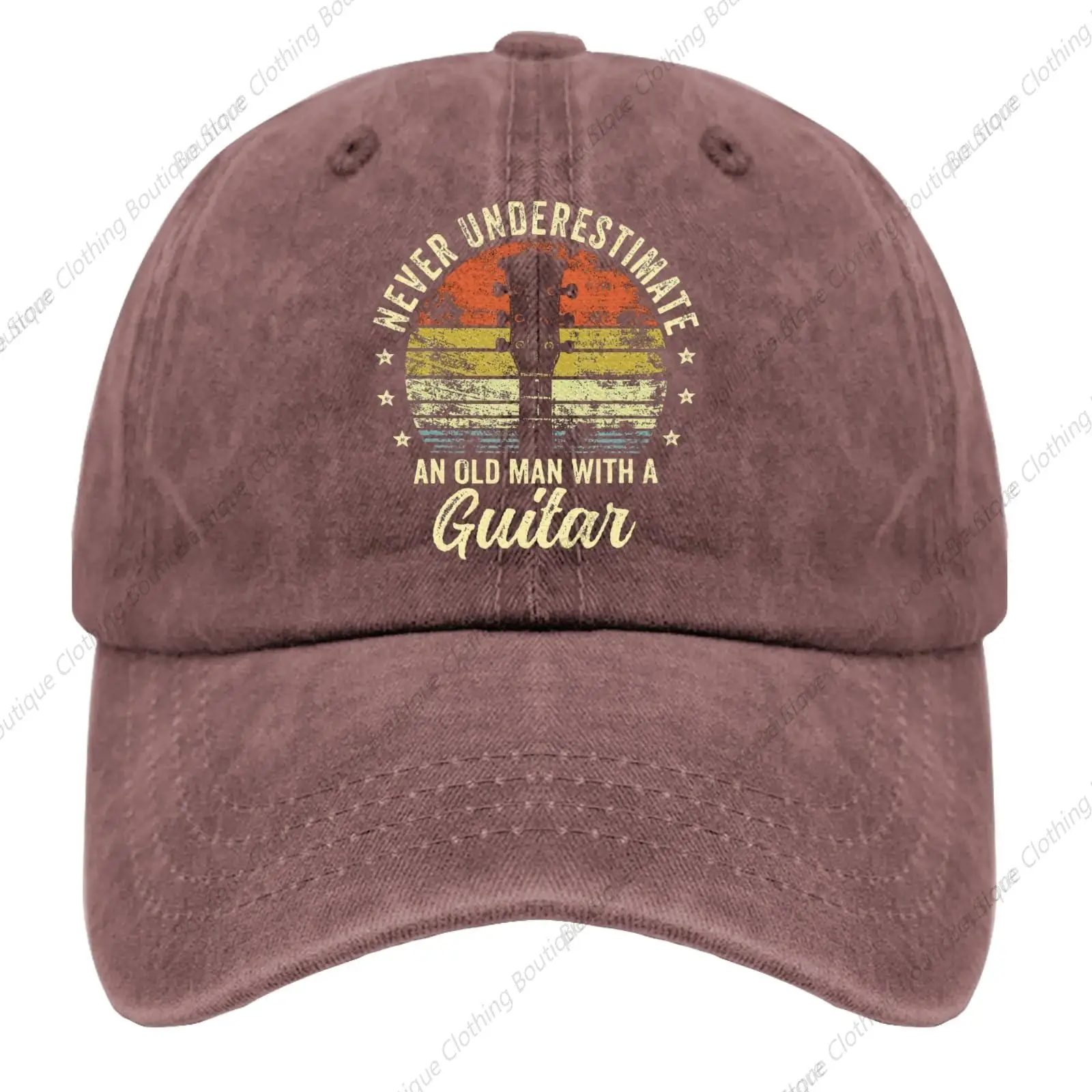 

Never Underestimate an Old Man with A Guitar Hats Gifts for Women Hat for Womens Mens Wine Red Cowgirl Hatet Hat Cowgirl Hat