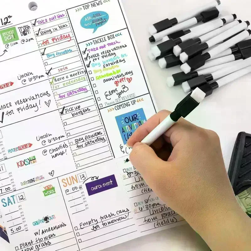 Dry Erase Markers With Eraser Cap White Board Dry Erase Markers Classroom Dry Wipe Pens For Home Office School 5PCS/10PCS