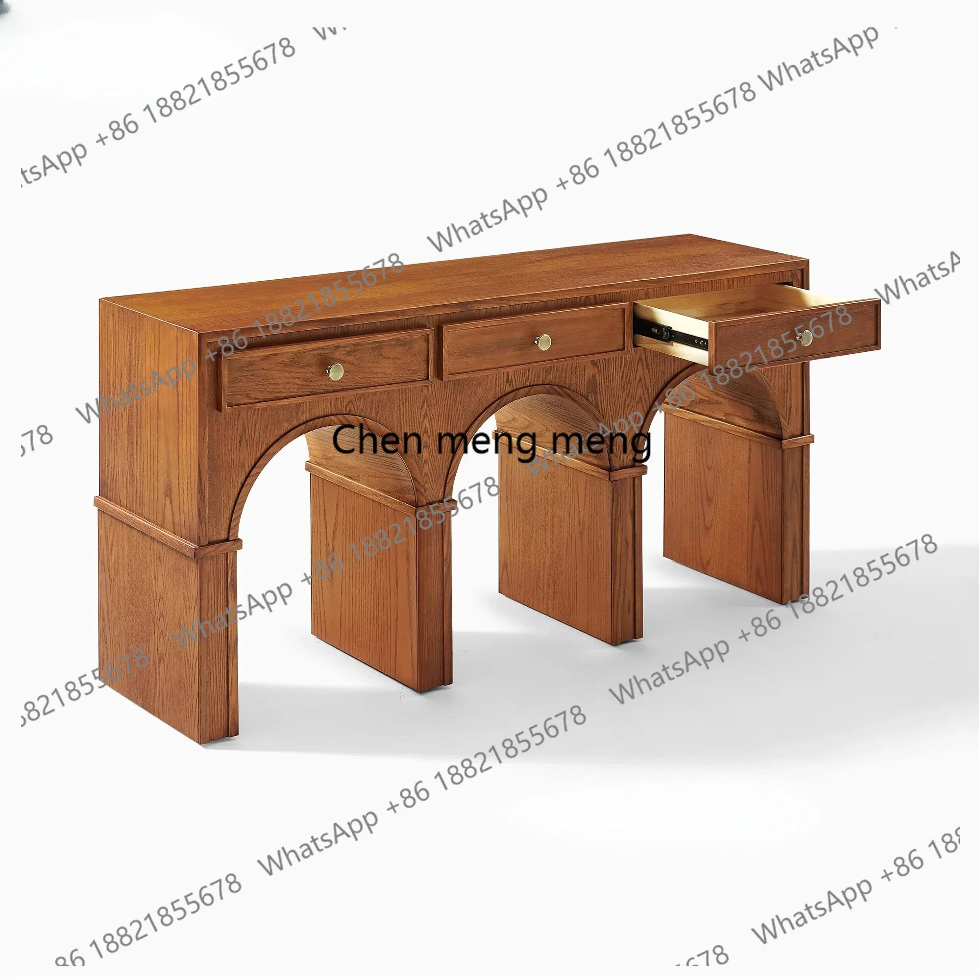 

American solid wood entrance table Entry foyer dining side table Entrance cabinet Sofa back few shelves