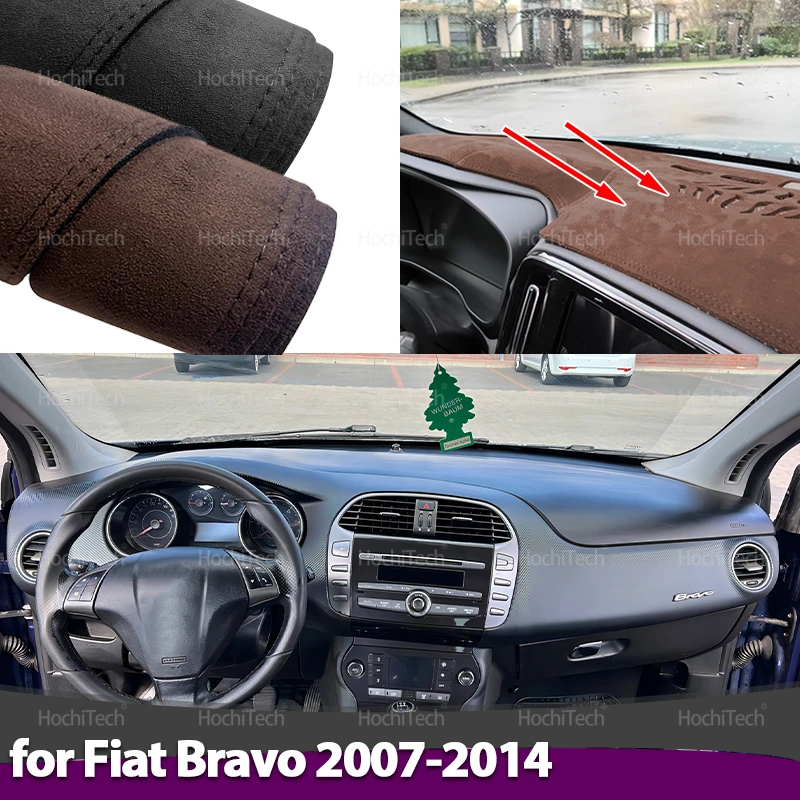 

Car Non Slip Mat Suede Leather Car Dashboard Cover Mat Dashmat Protect Carpet For Fiat Bravo 2007-2014 Accessories LHD RHD