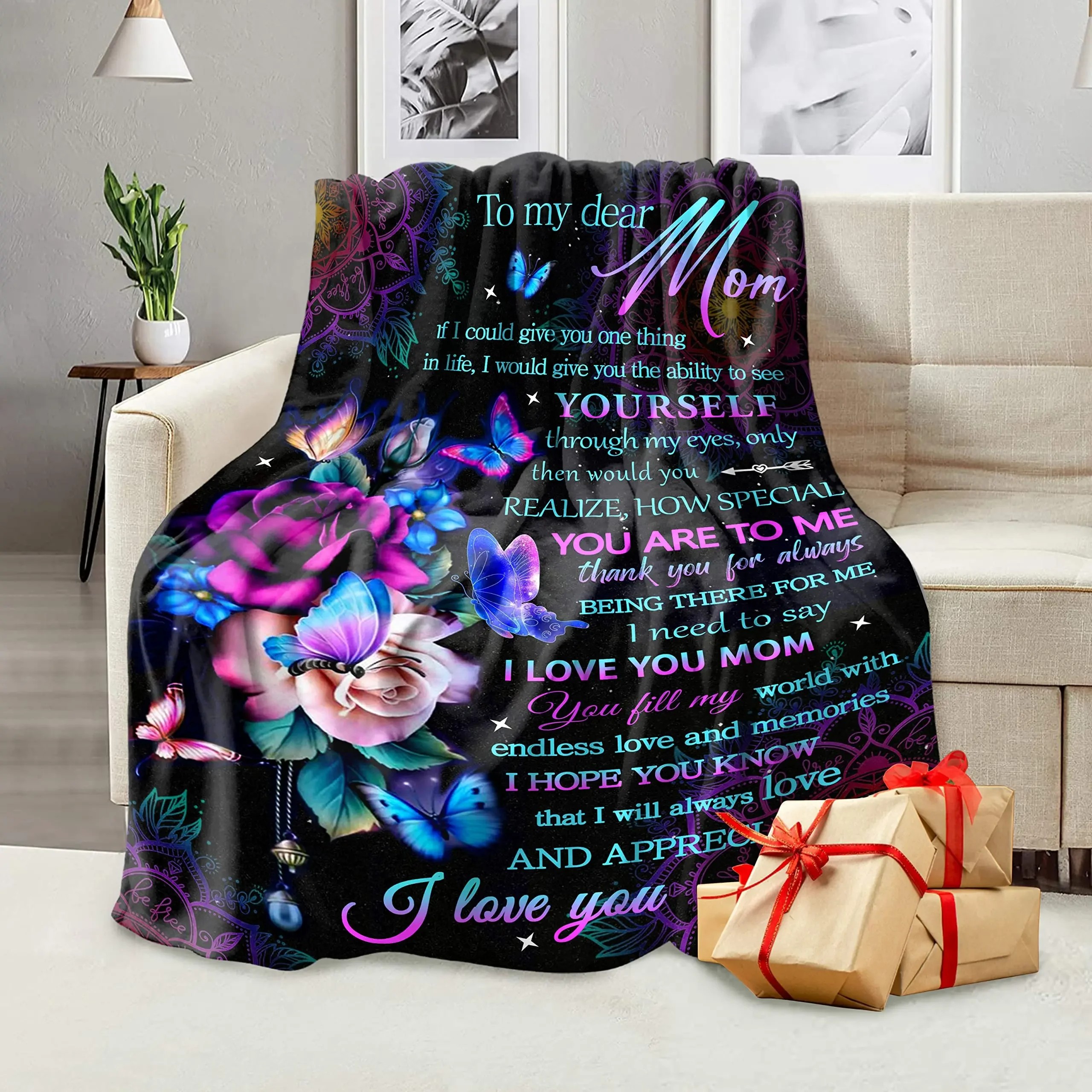 Mother's Day Gifts Blanket, Daughter, Son, Mum, Birthday, Christmas, Happy Mother's Day Gift