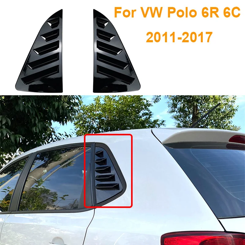 For vw Polo 6R 6C 2011-2017 Car Rear Window Shutter Cover Trim Tail Window Louver Side Vent Trim Triangle Shutter Panel Auto