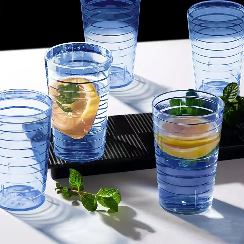 5pcs transparent plastic anti-fall cold water cup beverage cup water cup beer cup easy to carry - view 2