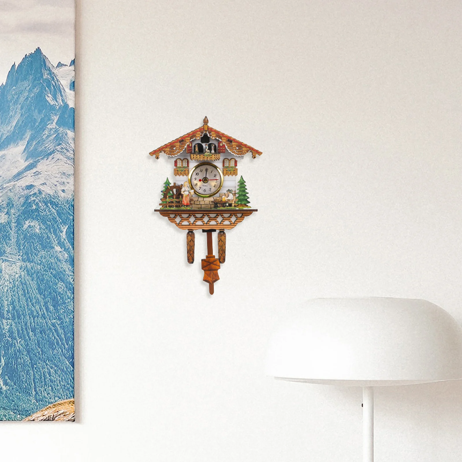 ساعة الوقواق ساعة حائط يدويا التقليدية الرجعية الطيور قوي ديكور غرفة المعيشة غرفة نوم مكتب البندول الخشبي #4