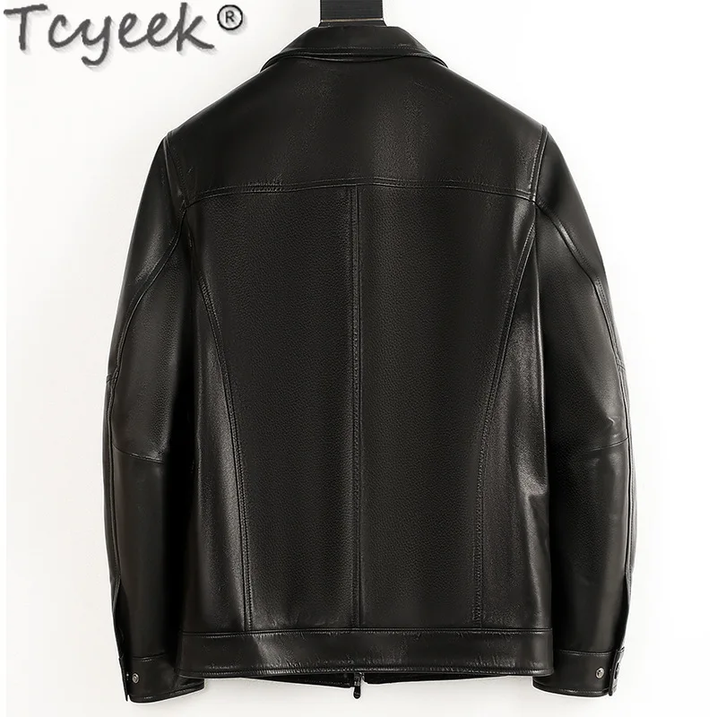 Tcyeek Genuine Leather Jacket for Men 2025 Business Casual Coat Spring Autumn Clothes Oil Wax Goatskin Mens Coats Jaqueta Couro