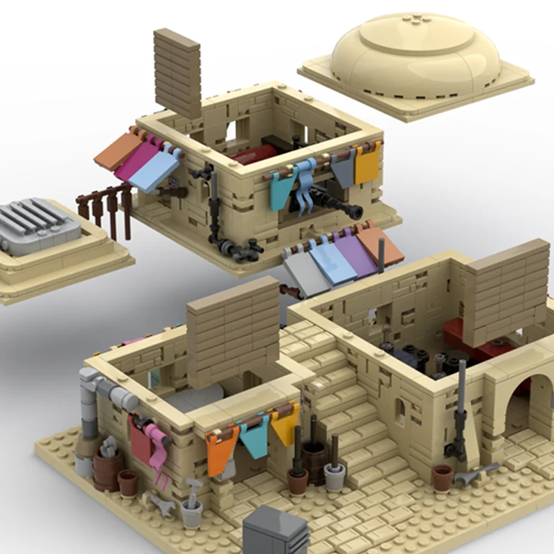 ホット 1203 個 MOC カラフルな砂漠の家モデルテクノロジービルディングブロッククリエイティブ子供組み立ておもちゃクリスマスギフト