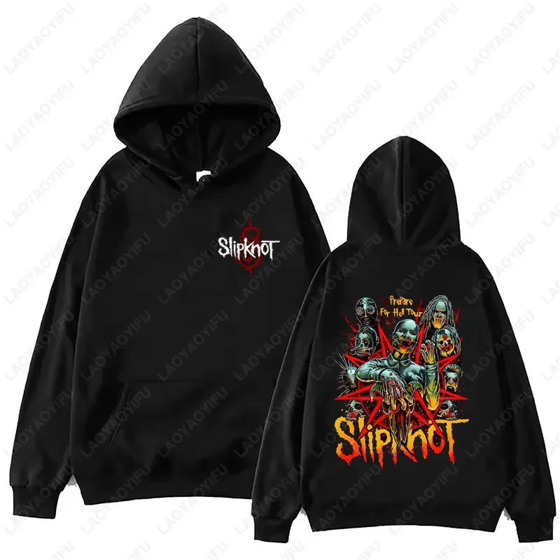 Neuer Stil: Herren-Hoodie mit Slipknot-Grafik in Schwarz – Oversized-Pullover mit Nu-Metal-Band-Print, Streetwear, lockere Passform – Detail 12