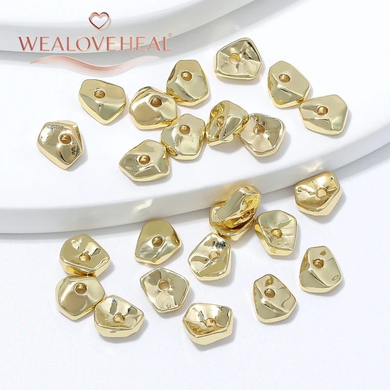 5/10 Stück unregelmäßige geometrische Abstandshalter-Perlen, 18 Karat vergoldetes Messing, 6 mm, lose Perlen für die Herstellung von DIY-Armbändern, Halsketten und Schmuck. – Detail 20