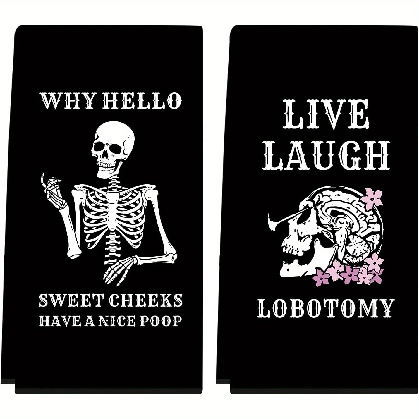 2Pcs, Gothic Skull-Themed Kitchen Towels, Best Kitchen Towels, Fun Kitchen Towels, Cooking and Baking Tea Towels, Dish Towels, Cleaning Cloths, Hand Towels, Tea Towels, Super Soft, Highly Absorbent, Sweet Housewarming Gift for Friends, Kitchen Accessories, Decorations, Daily Necessities, Life Essentials, Kitchen Essentials, Home Essentials, Travel Essentials