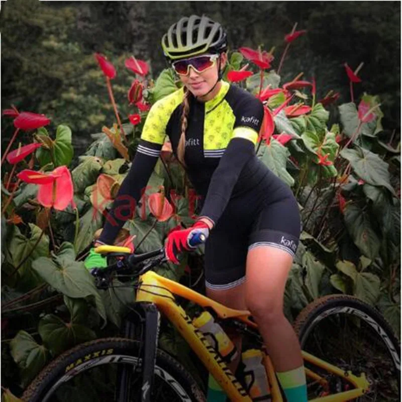 KAFITTA Little Monkey automne à manches longues femmes une pièce combinaison de cyclisme vélo cyclisme sport GEL vêtements de travail en plein air ch