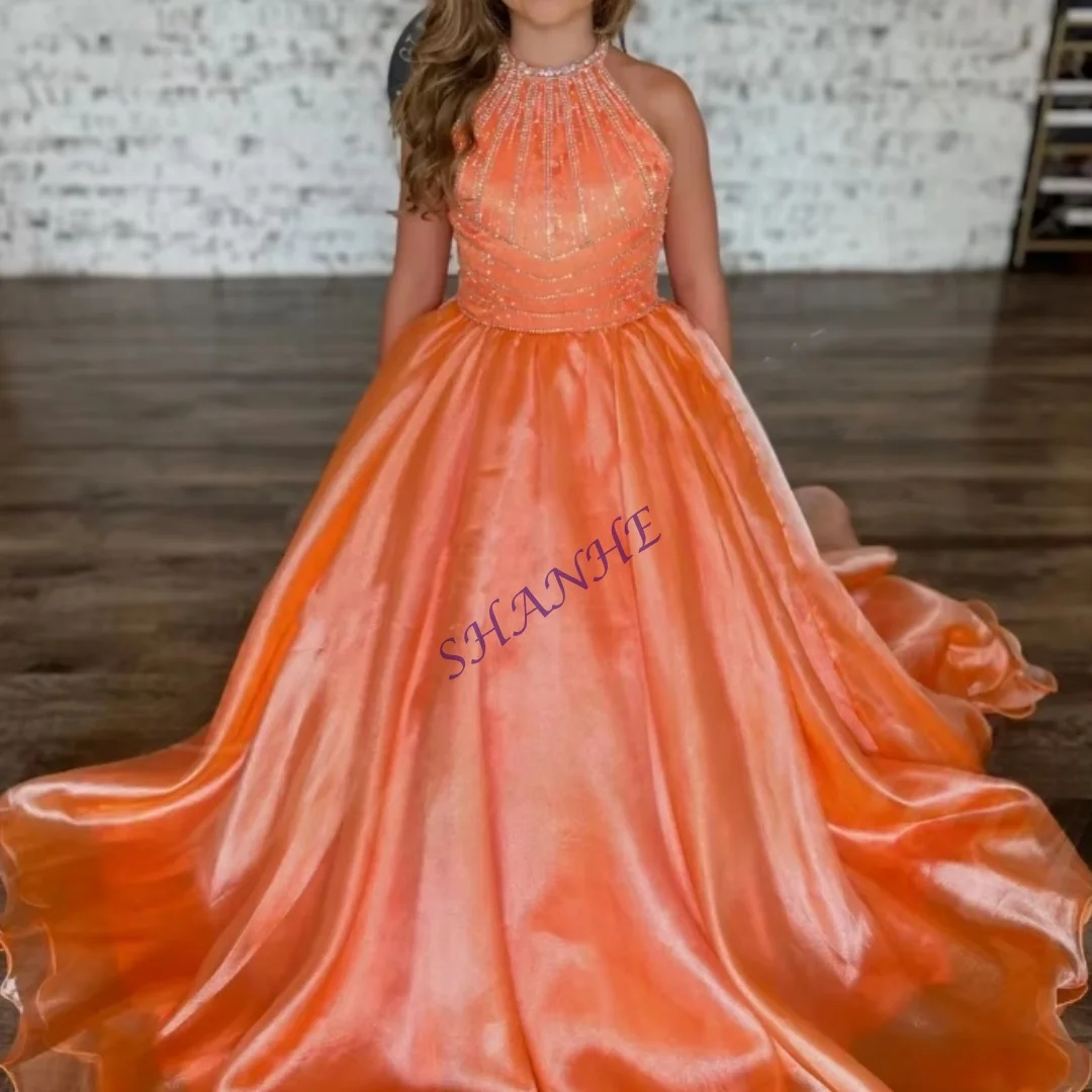 CustomizedFairy Flower Girl Dress For Wedding Lace Appliques Tulle Pleats Pink Princess Dresses Girls First Communion Birthday P