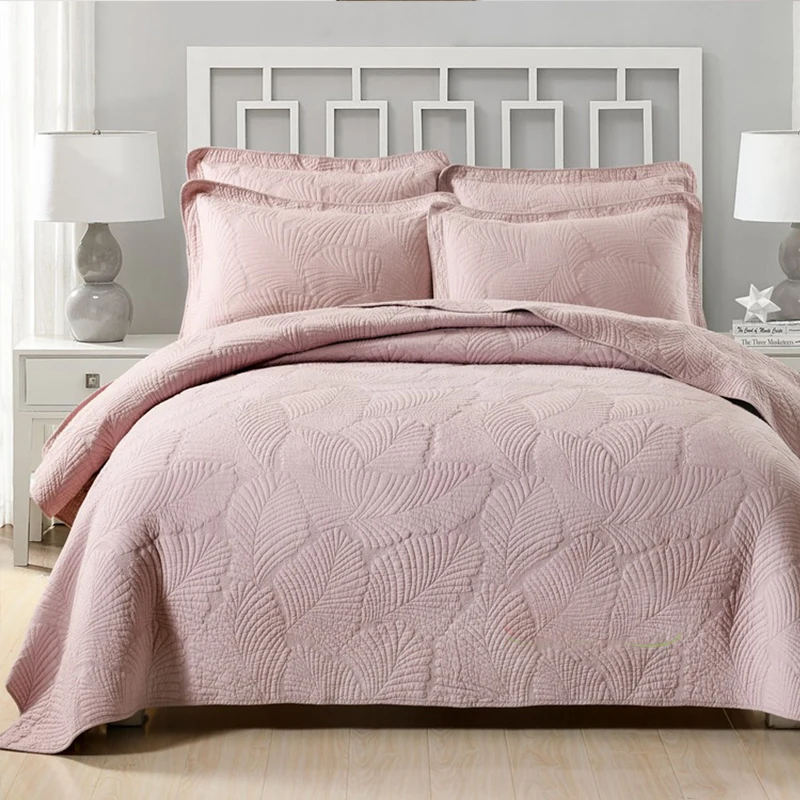 RunGrape Solid Quilted Cotton Bedspread On The Bed Double Queen King Size Bed Cover Quilts Bed Linen Summer Bed Spread Clothes