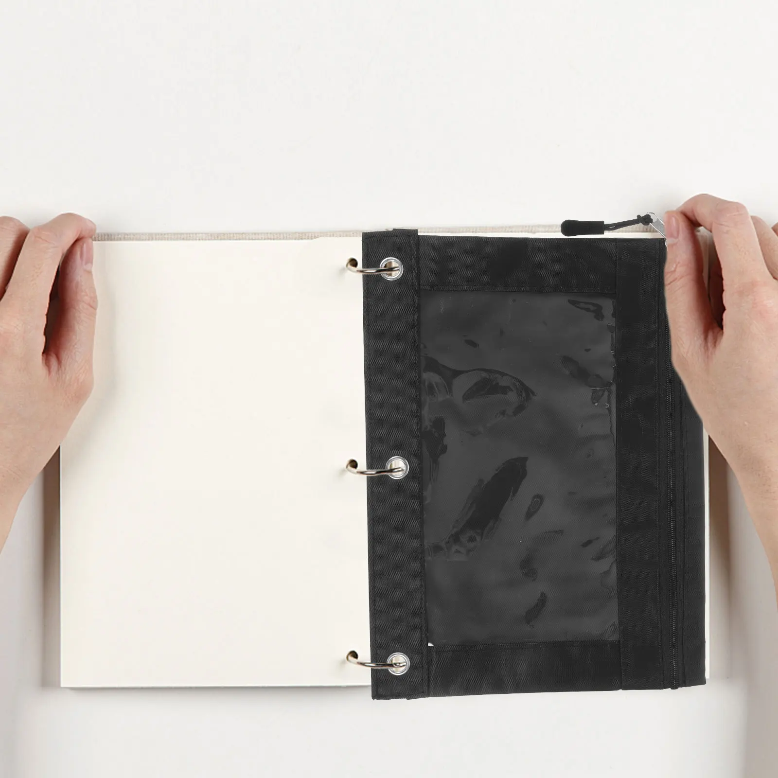 3 Pcs Transparent Pencil Bag Large Capacity Binder White File Pouch Polyester Office School Supplies Zipper Case Storage