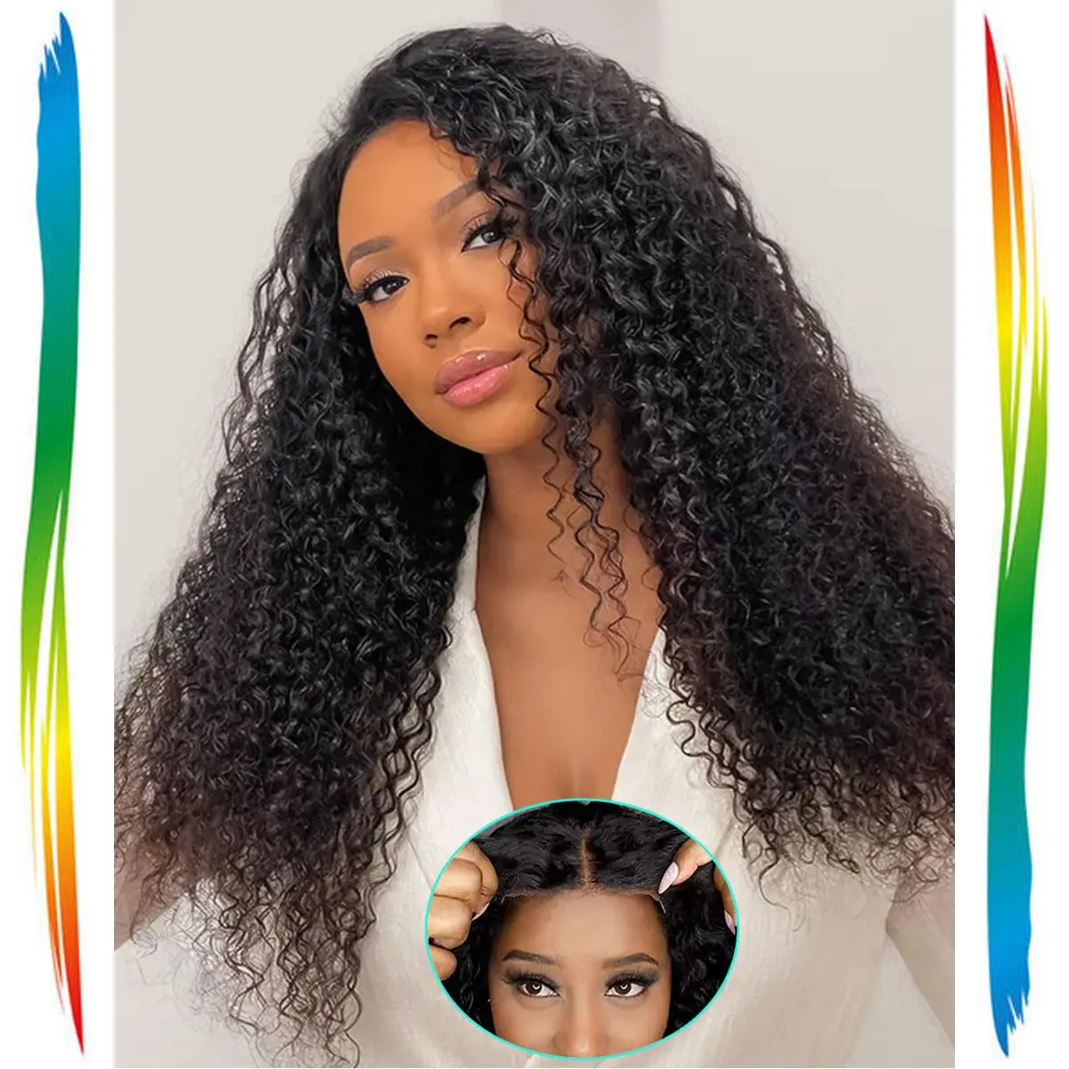 5x5 HD Curly Glueless Wigs Human Hair Pre-Plucked Pre Cut Wear Glueless Wig for Beginners 200% Density Curly Lace Front Wigs