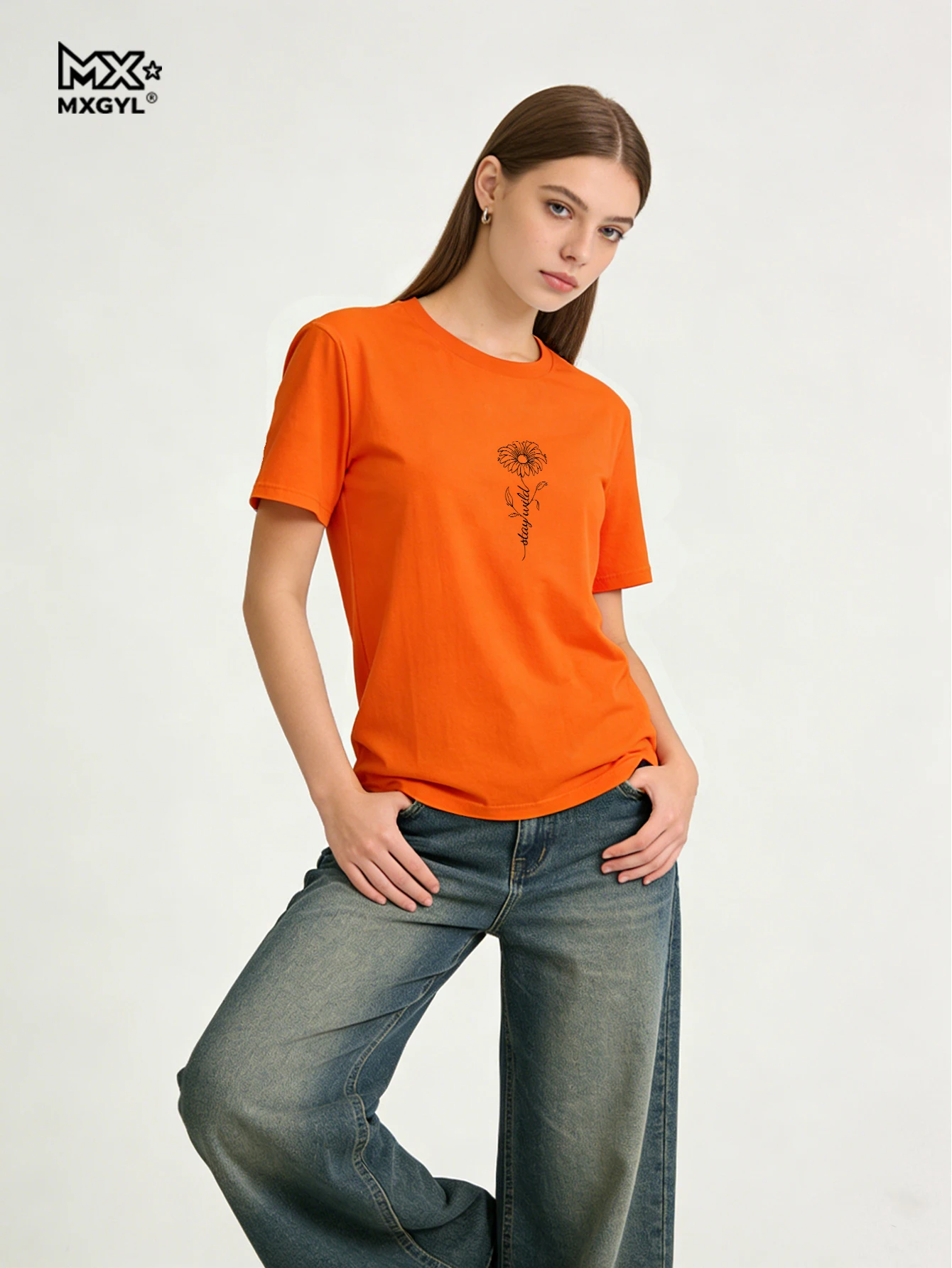 

Новинка 2026: Красивая женская футболка с цветочным принтом в стиле ретро, простая повседневная модель, топы в стиле Харадзюку, летняя мода