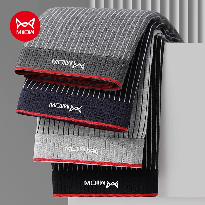 MiiOW 6Pcs Cotton Men's Panties 3A Antibacterial Crotch Man Underwear Boxer Striped Men Underpants Trunks Mens Boxershorts L-5XL