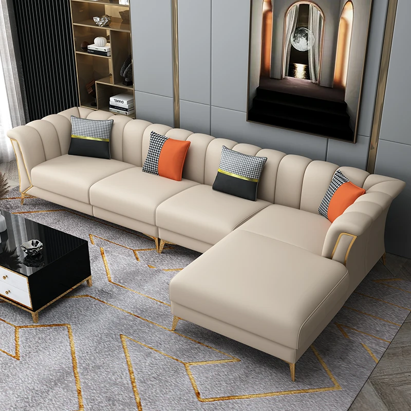 Modern Corner Sofa Living Room Leather Sofa Combination