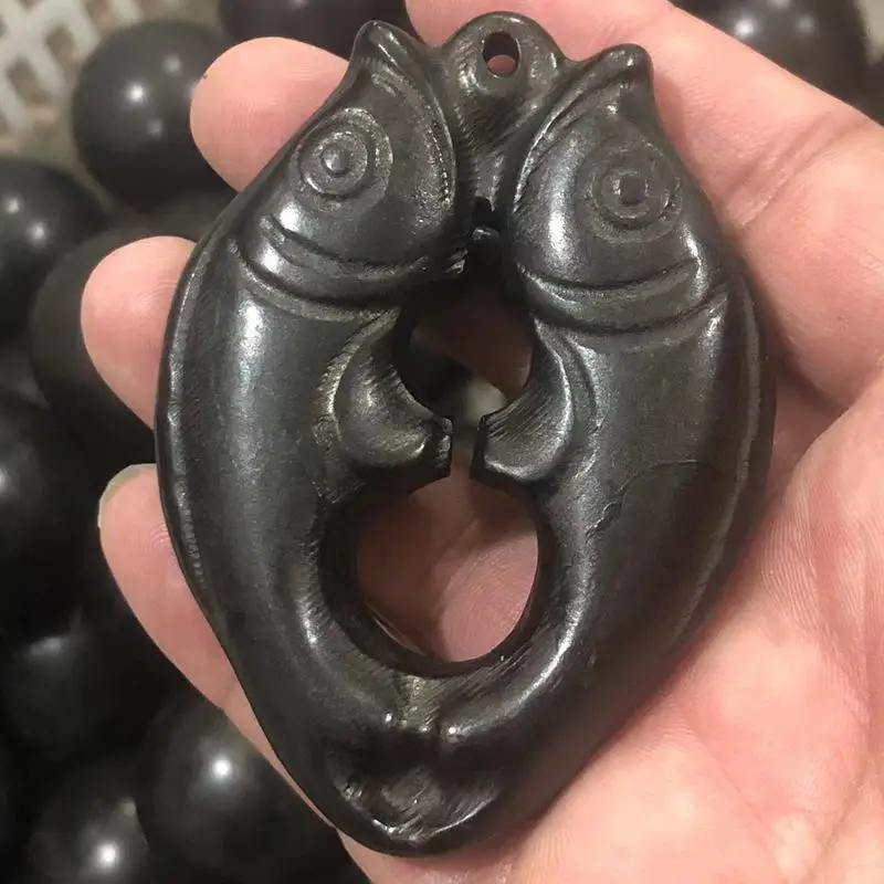 Antique-Style Items: Red Mountain Culture Iron Meteorite Double Fish Ornament