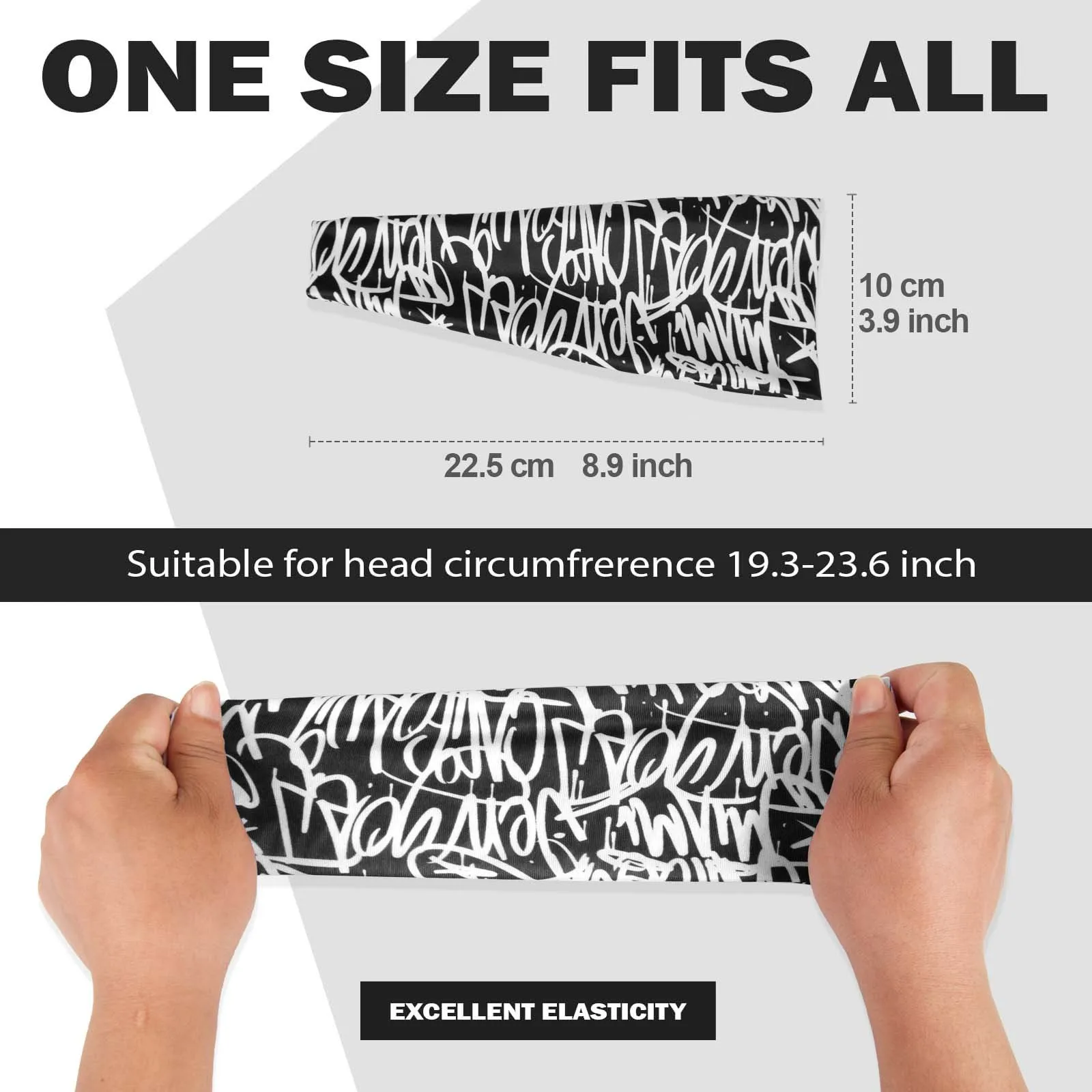 Sports Headband Graffiti Punk Style Running Hairband Breathable Non-slip Workout Headband Men Women Sweat Absorb Elastic Band