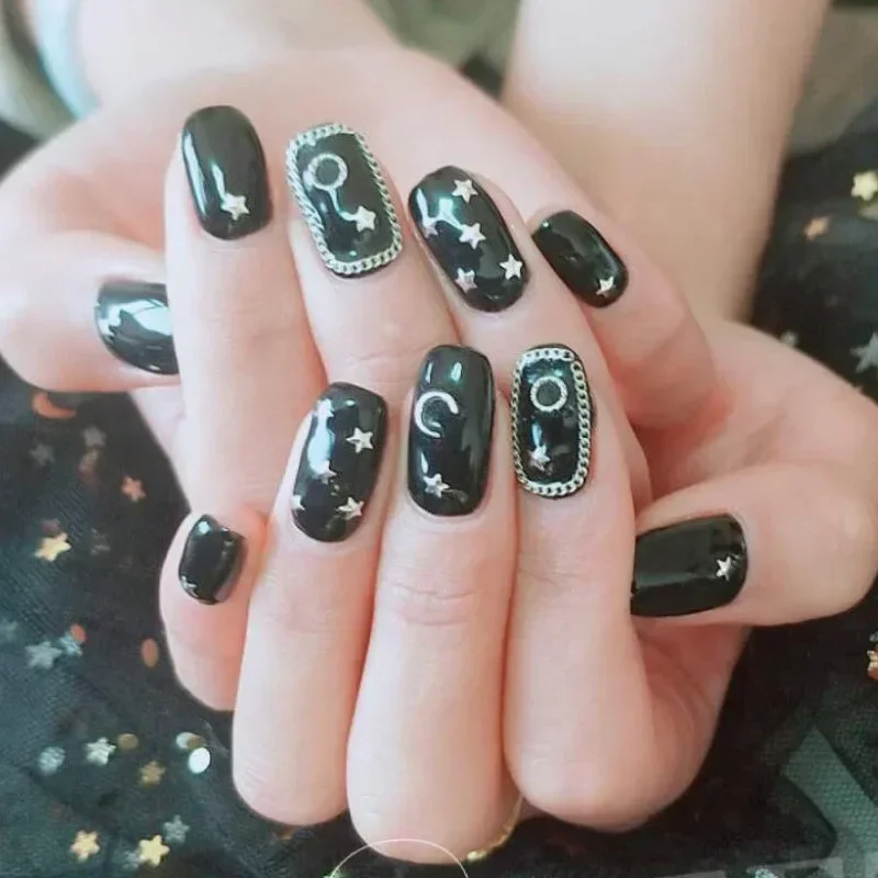 日本製シルバーローズゴールドネイルメタルチェーンスケルトンネイルチェーンパンクスタイルプレスオンネイルアクセサリーグラマラスネイルアートツール