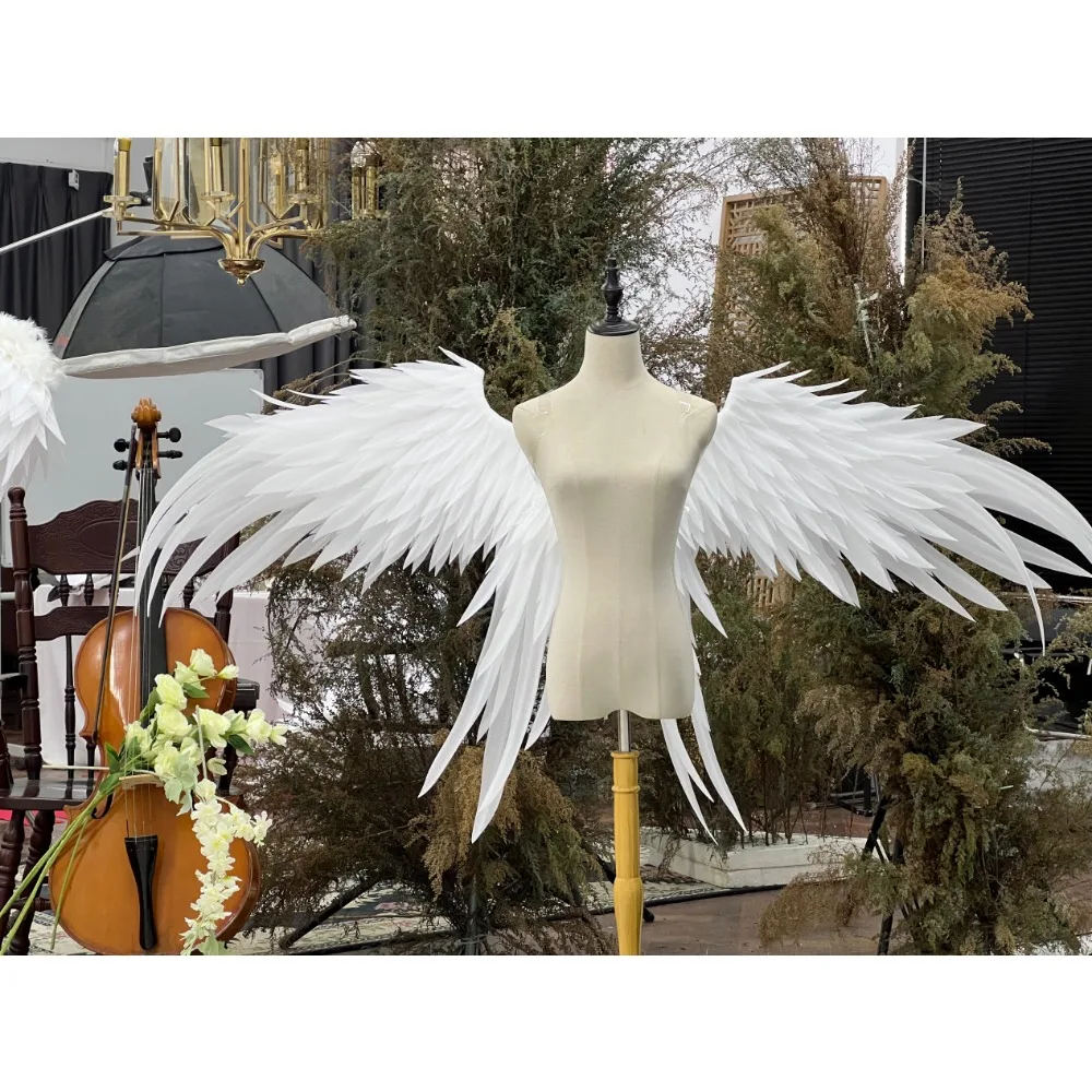 Electric Angel Wings Large Black & White Photo Shooting Props for Comic Conventions Fancy Parties Stage Shows