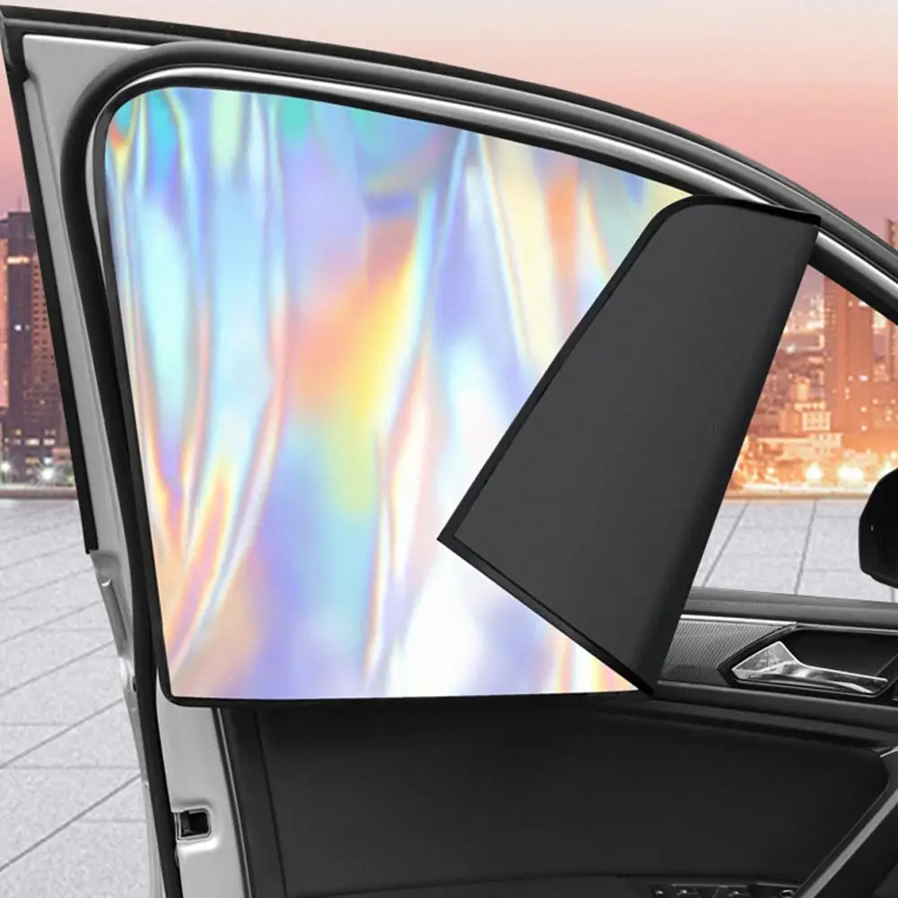 Magnetic Iridescent Car Window Sun Shade Set Holographic Light Blocking Sun Visor Reduce Interior Temperature Anti Glare