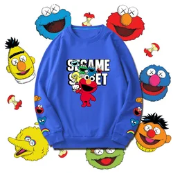 Sesame Street Cartoon Women's Top Hoodie Trendy Brand Internet Celebrity Sports Round Neck Couple Loose Casual Round Neck Hoodie