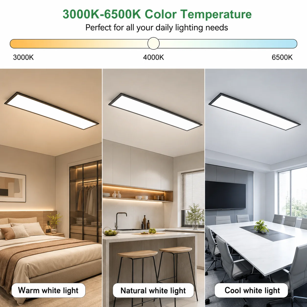 Obrázek 4: 3ks LED strop panel světel 30w 100x25cm 3000K-6500K stepless stmívání s daleký ovládání ultra-slim strop lamp