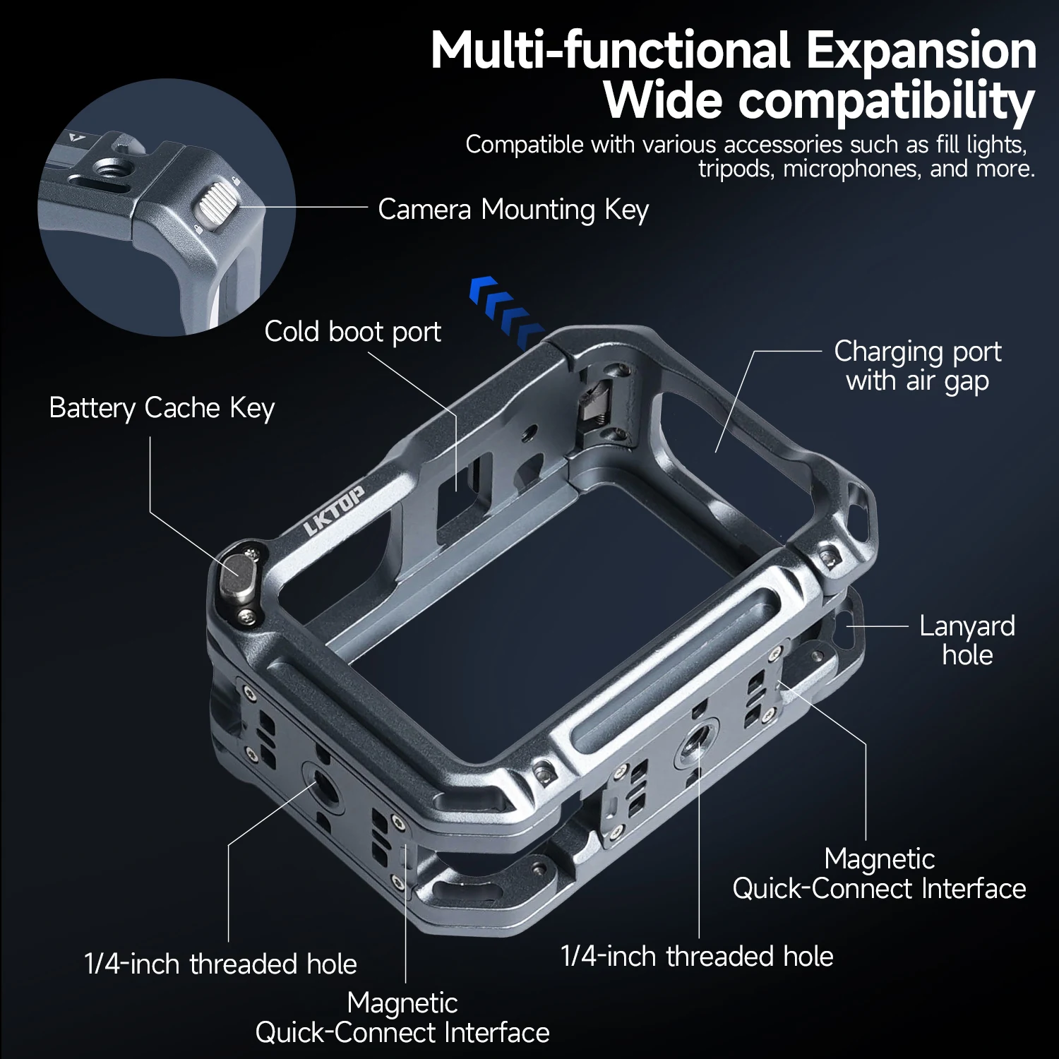 

Rabbit Cage Aluminum Metal Frame Protective Case For Dji Osmo Action 6 Expansion Adapter Mount For Action Camera Accessories